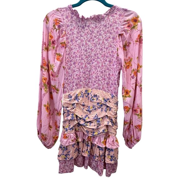 Rosedress Womens Floral Patchwork Cottagecore Mini Dress Ruching Ruffles Boho XS - Picture 4 of 6